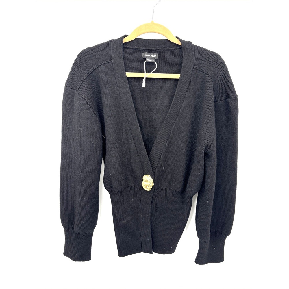 Urban Revivo Cardigan Womens 12 Black V Neck Cardigan Long Puffy Sleeve